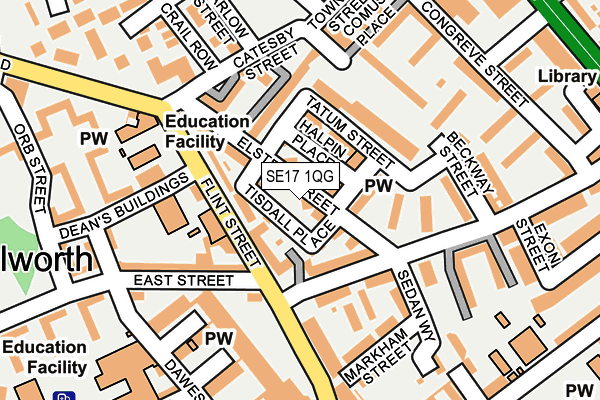 SE17 1QG map - OS OpenMap – Local (Ordnance Survey)