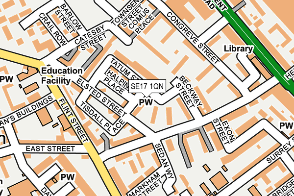 SE17 1QN map - OS OpenMap – Local (Ordnance Survey)