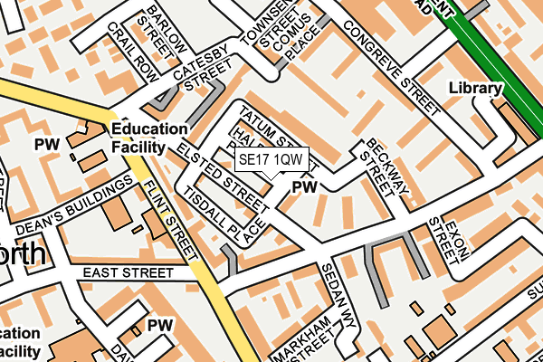 SE17 1QW map - OS OpenMap – Local (Ordnance Survey)