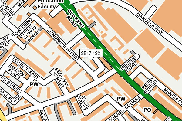 SE17 1SX map - OS OpenMap – Local (Ordnance Survey)