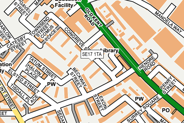 SE17 1TA map - OS OpenMap – Local (Ordnance Survey)