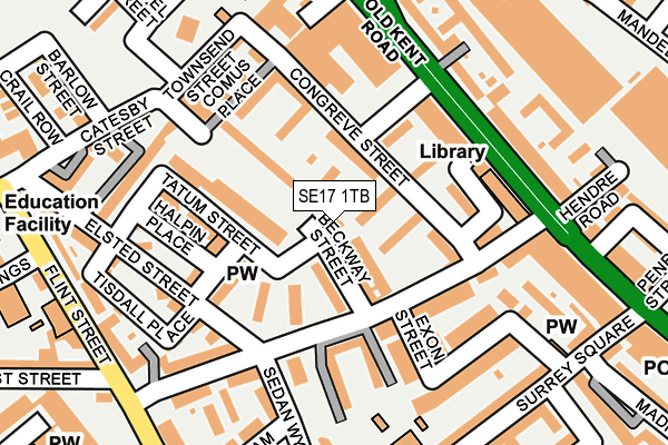 SE17 1TB map - OS OpenMap – Local (Ordnance Survey)