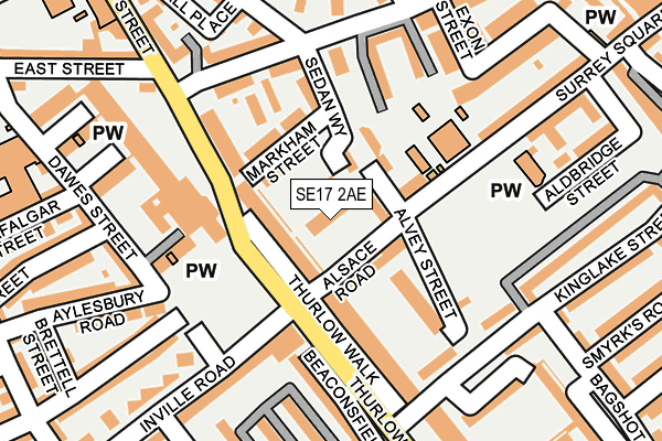 SE17 2AE map - OS OpenMap – Local (Ordnance Survey)