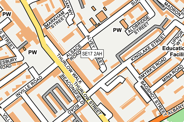 SE17 2AH map - OS OpenMap – Local (Ordnance Survey)