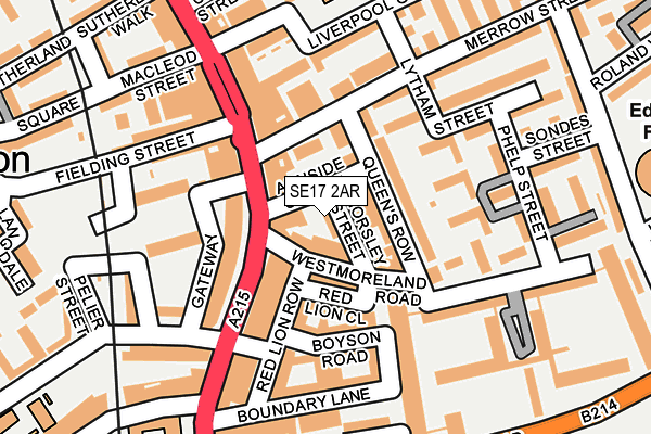 SE17 2AR map - OS OpenMap – Local (Ordnance Survey)