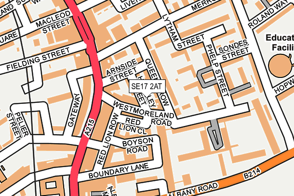 SE17 2AT map - OS OpenMap – Local (Ordnance Survey)