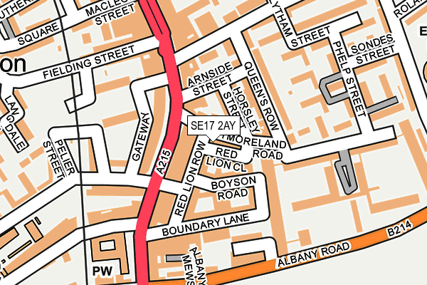 SE17 2AY map - OS OpenMap – Local (Ordnance Survey)