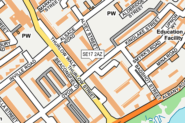 SE17 2AZ map - OS OpenMap – Local (Ordnance Survey)
