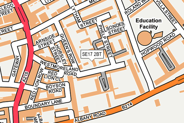 SE17 2BT map - OS OpenMap – Local (Ordnance Survey)