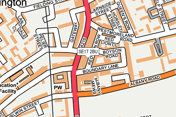SE17 2BU map - OS OpenMap – Local (Ordnance Survey)
