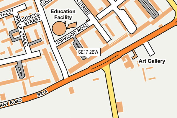 SE17 2BW map - OS OpenMap – Local (Ordnance Survey)