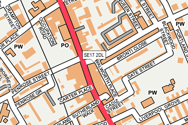 SE17 2DL map - OS OpenMap – Local (Ordnance Survey)