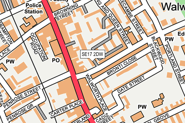 SE17 2DW map - OS OpenMap – Local (Ordnance Survey)