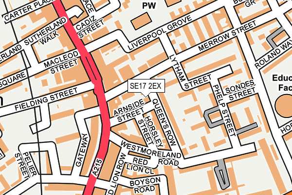 SE17 2EX map - OS OpenMap – Local (Ordnance Survey)