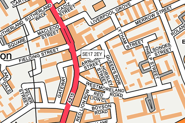 SE17 2EY map - OS OpenMap – Local (Ordnance Survey)