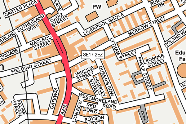 SE17 2EZ map - OS OpenMap – Local (Ordnance Survey)