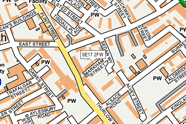 SE17 2FW map - OS OpenMap – Local (Ordnance Survey)