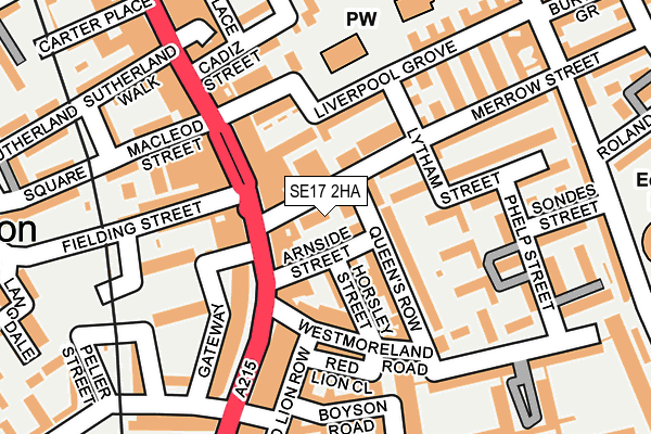 SE17 2HA map - OS OpenMap – Local (Ordnance Survey)
