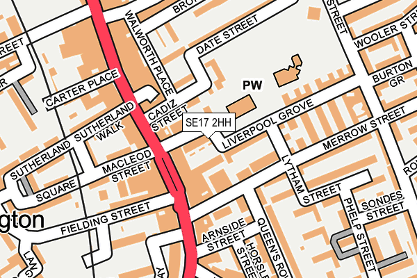 SE17 2HH map - OS OpenMap – Local (Ordnance Survey)