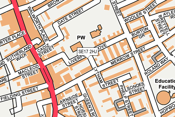 SE17 2HJ map - OS OpenMap – Local (Ordnance Survey)