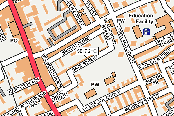 SE17 2HQ map - OS OpenMap – Local (Ordnance Survey)