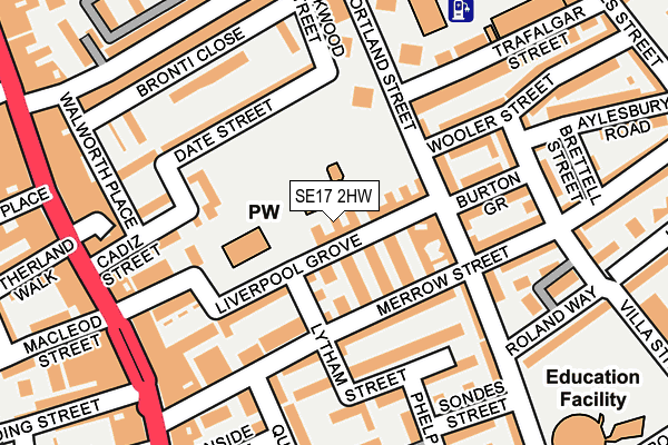 SE17 2HW map - OS OpenMap – Local (Ordnance Survey)