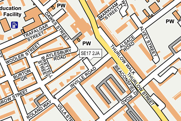 SE17 2JA map - OS OpenMap – Local (Ordnance Survey)