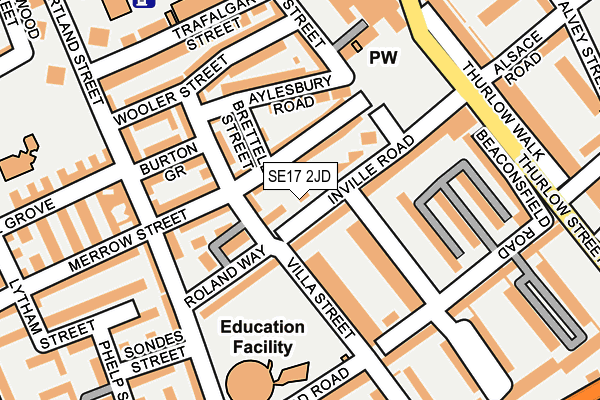 SE17 2JD map - OS OpenMap – Local (Ordnance Survey)