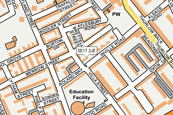 SE17 2JE map - OS OpenMap – Local (Ordnance Survey)
