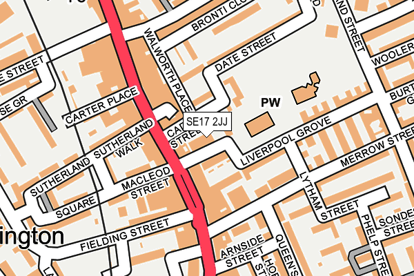SE17 2JJ map - OS OpenMap – Local (Ordnance Survey)