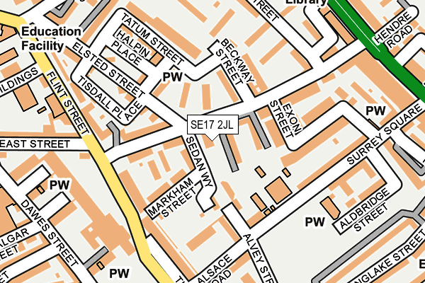 SE17 2JL map - OS OpenMap – Local (Ordnance Survey)