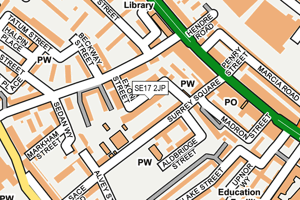 SE17 2JP map - OS OpenMap – Local (Ordnance Survey)