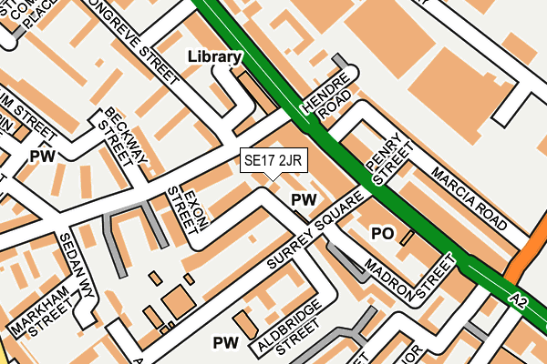 SE17 2JR map - OS OpenMap – Local (Ordnance Survey)