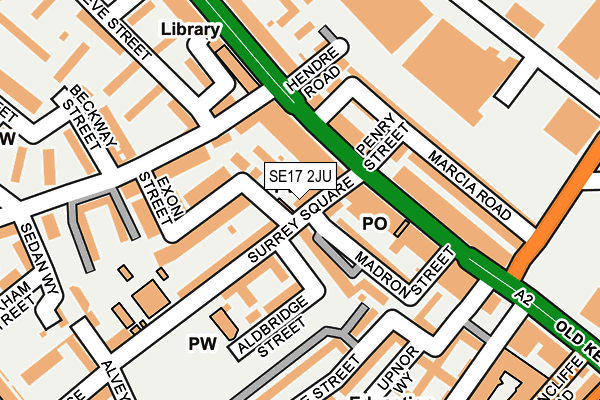 SE17 2JU map - OS OpenMap – Local (Ordnance Survey)
