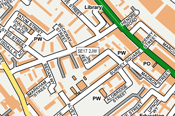SE17 2JW map - OS OpenMap – Local (Ordnance Survey)