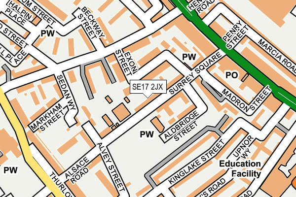 SE17 2JX map - OS OpenMap – Local (Ordnance Survey)