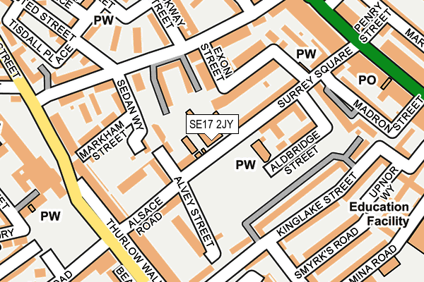 SE17 2JY map - OS OpenMap – Local (Ordnance Survey)