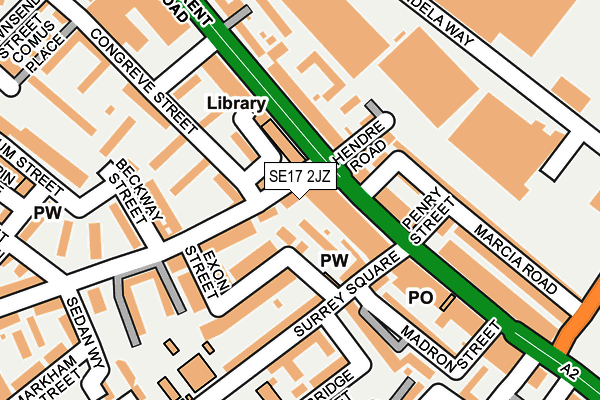 SE17 2JZ map - OS OpenMap – Local (Ordnance Survey)