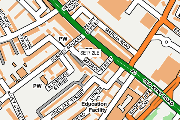 SE17 2LE map - OS OpenMap – Local (Ordnance Survey)