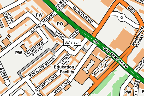 SE17 2LF map - OS OpenMap – Local (Ordnance Survey)