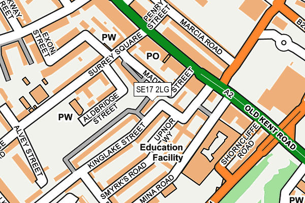 SE17 2LG map - OS OpenMap – Local (Ordnance Survey)