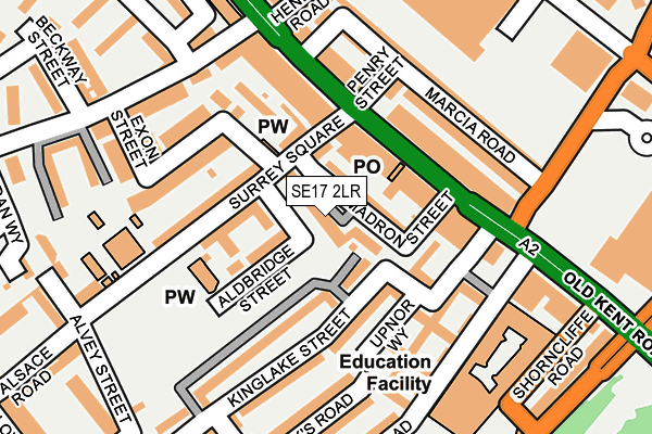 SE17 2LR map - OS OpenMap – Local (Ordnance Survey)