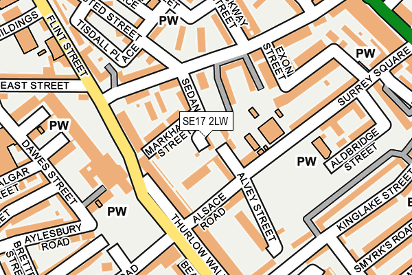 SE17 2LW map - OS OpenMap – Local (Ordnance Survey)