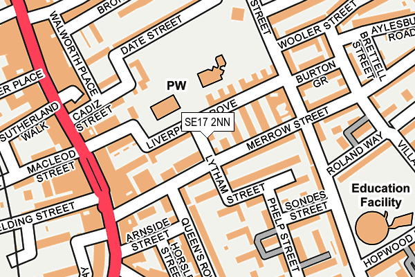 SE17 2NN map - OS OpenMap – Local (Ordnance Survey)