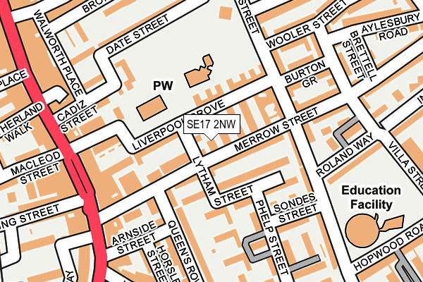 SE17 2NW map - OS OpenMap – Local (Ordnance Survey)