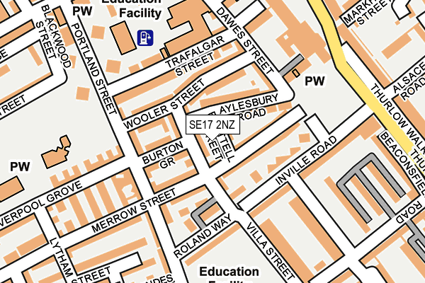 SE17 2NZ map - OS OpenMap – Local (Ordnance Survey)