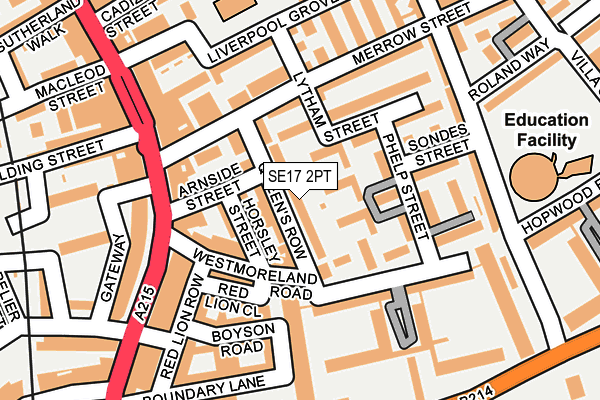 SE17 2PT map - OS OpenMap – Local (Ordnance Survey)