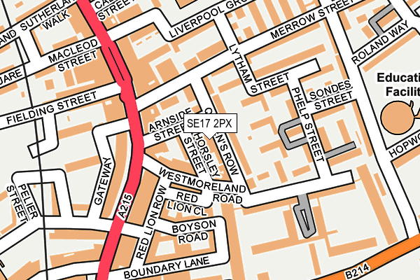 SE17 2PX map - OS OpenMap – Local (Ordnance Survey)