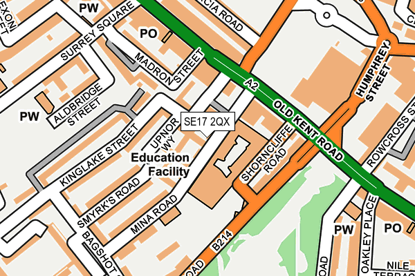 SE17 2QX map - OS OpenMap – Local (Ordnance Survey)