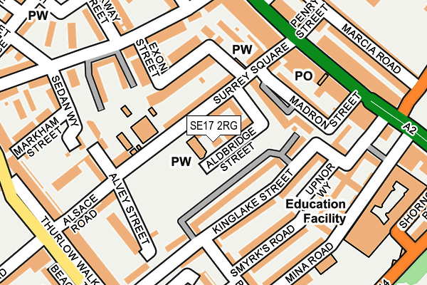 SE17 2RG map - OS OpenMap – Local (Ordnance Survey)